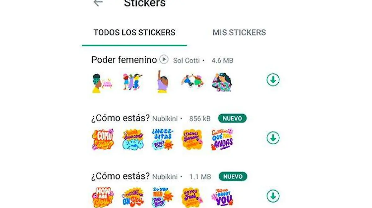 Catálogo de stickers en WhatsApp