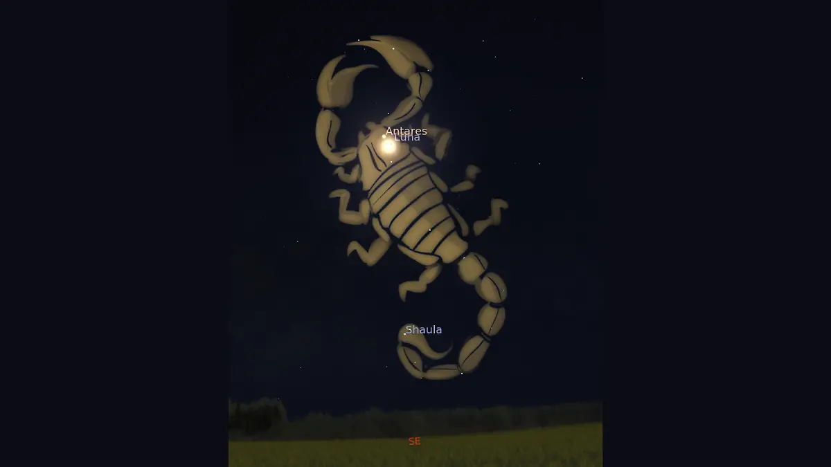 La Luna y Antares del Escorpión.