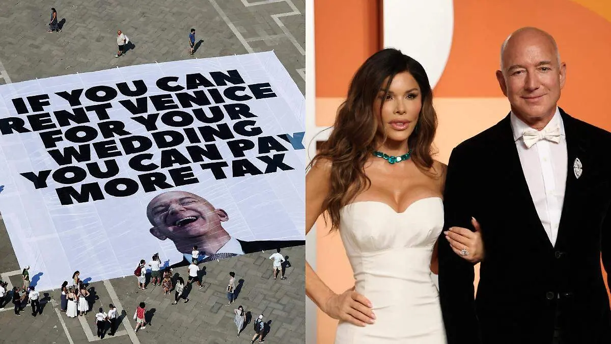 Protestas boda de Jeff Bezos y Lauren Sanchez