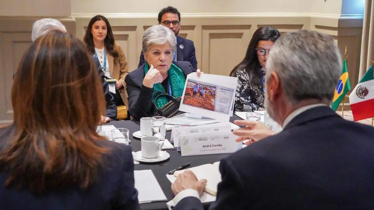 La titular de la Semarnat, Alicia Bárcena en su participación rumbo a la COP30 