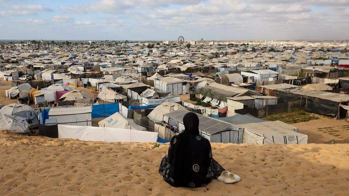 Refugiados al sur de Gaza