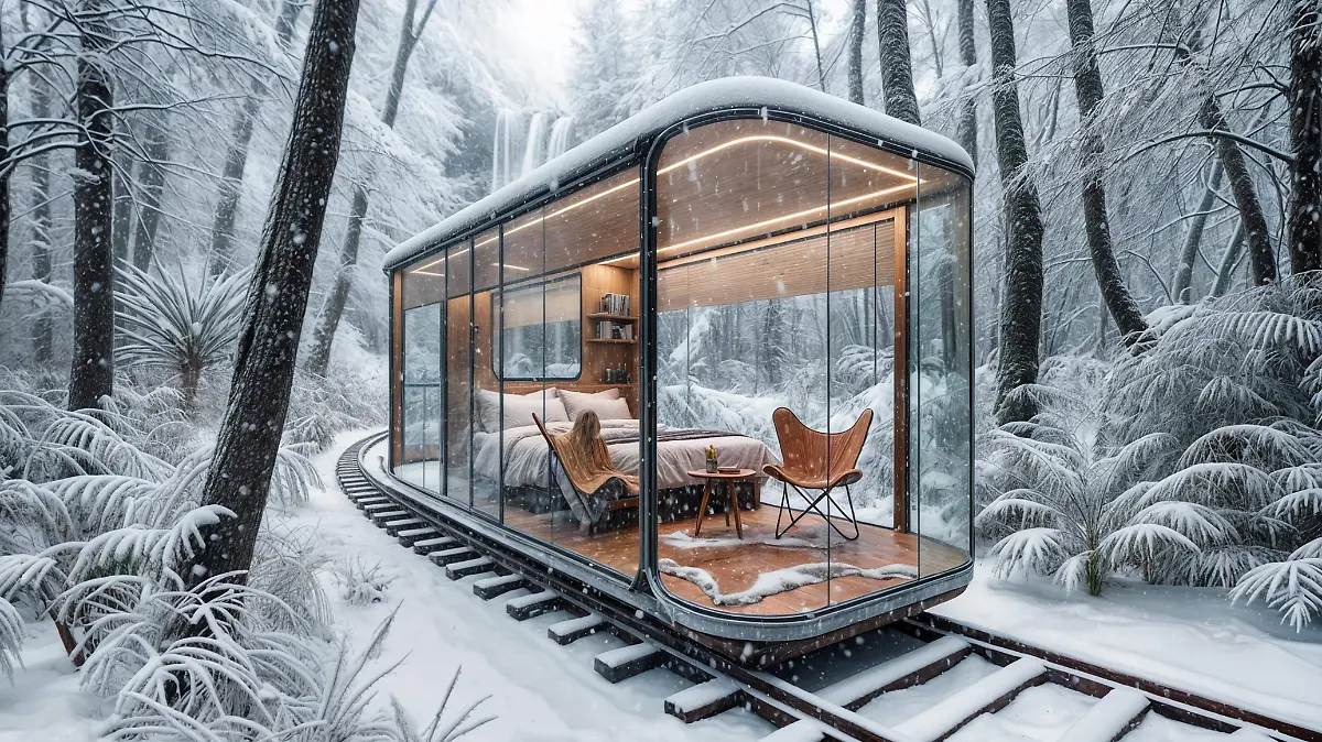 Las unidades móviles de ‘Ecoline’ permitirán observar entorno nevados desde el acogedor interior de las habitaciones rodantes._HAADS