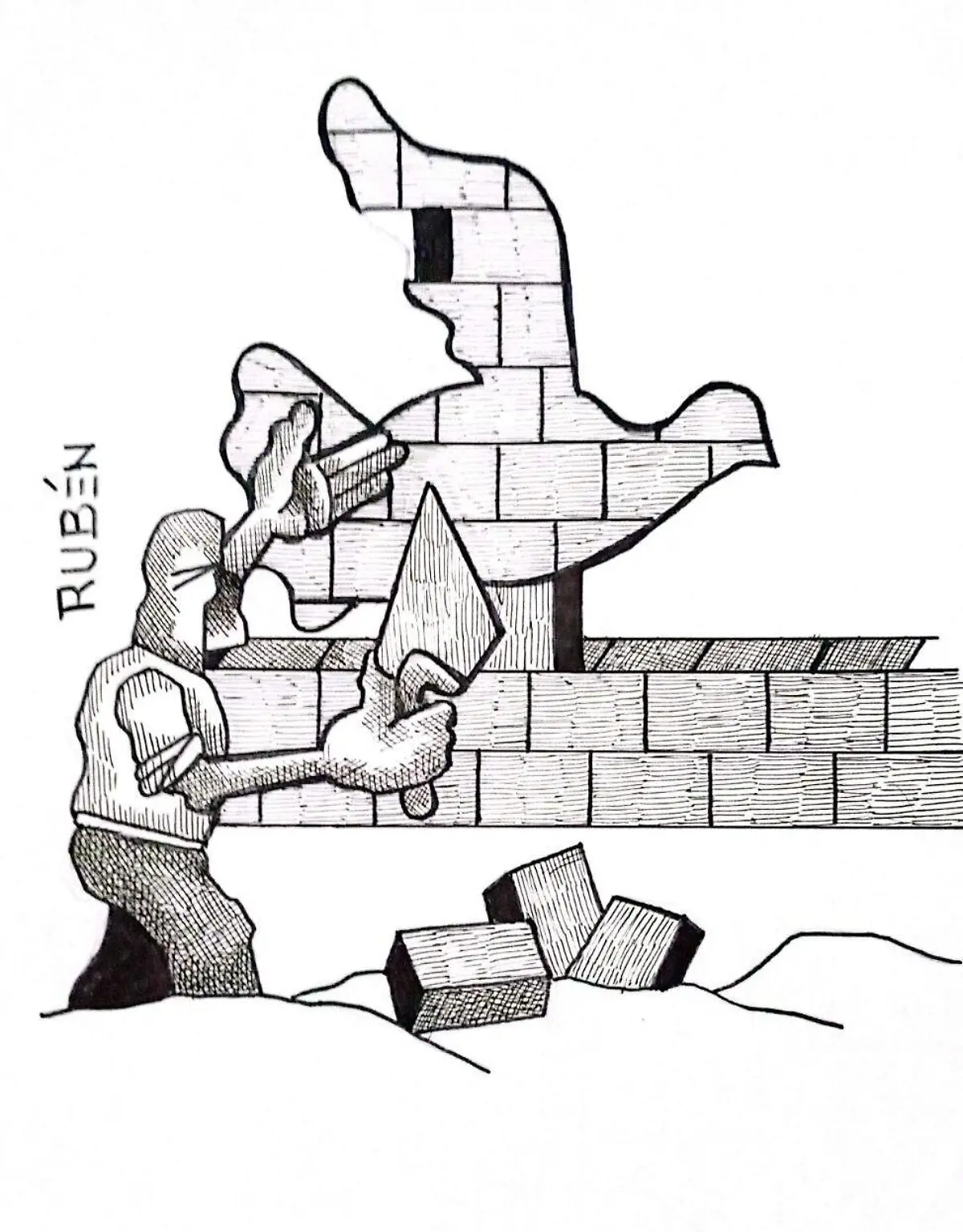 cartón RUBEN '' CONSTRUYENDO LA PAZ''