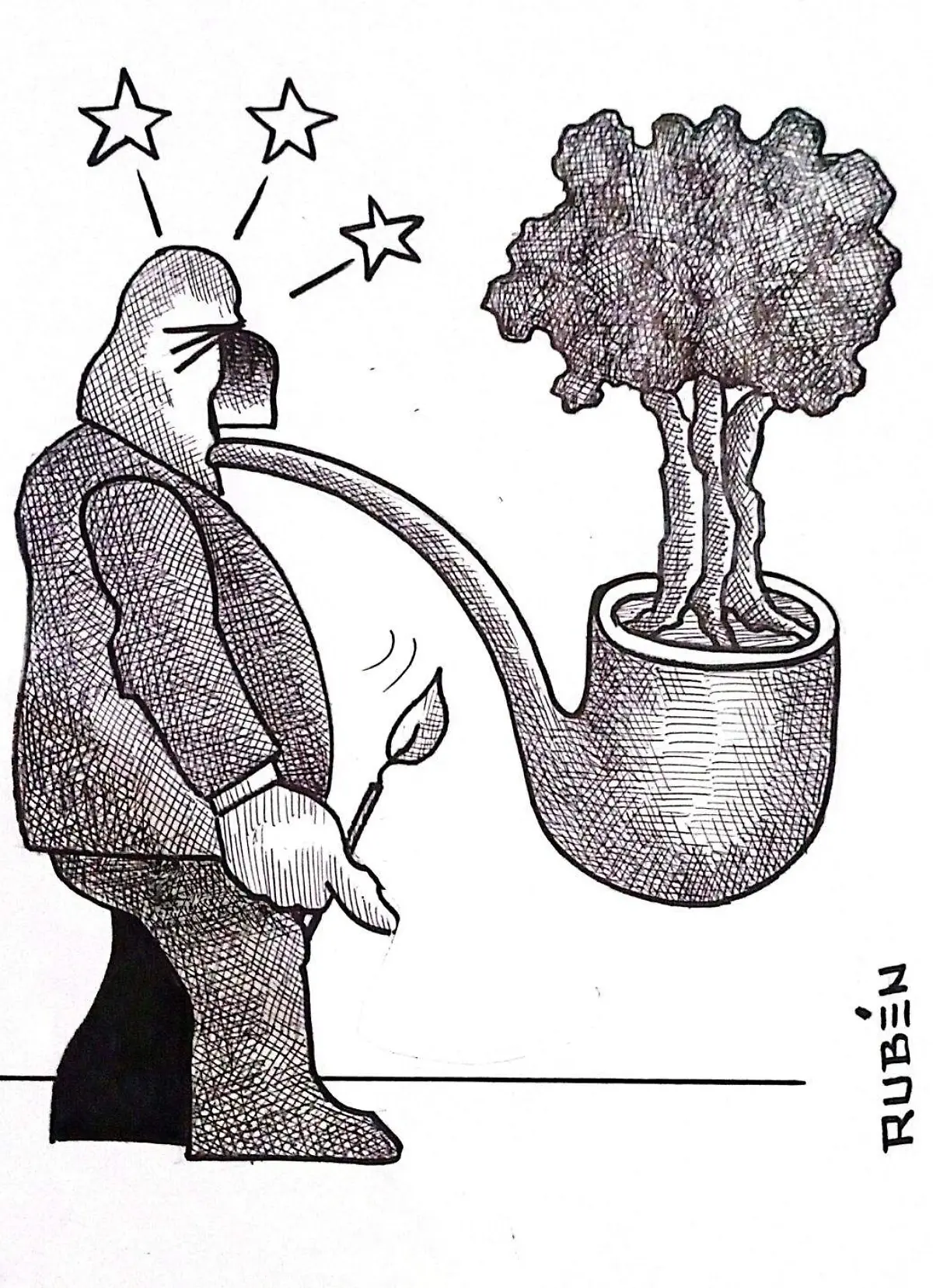 cartón RUBEN '' ALTO A INCENDIOS''