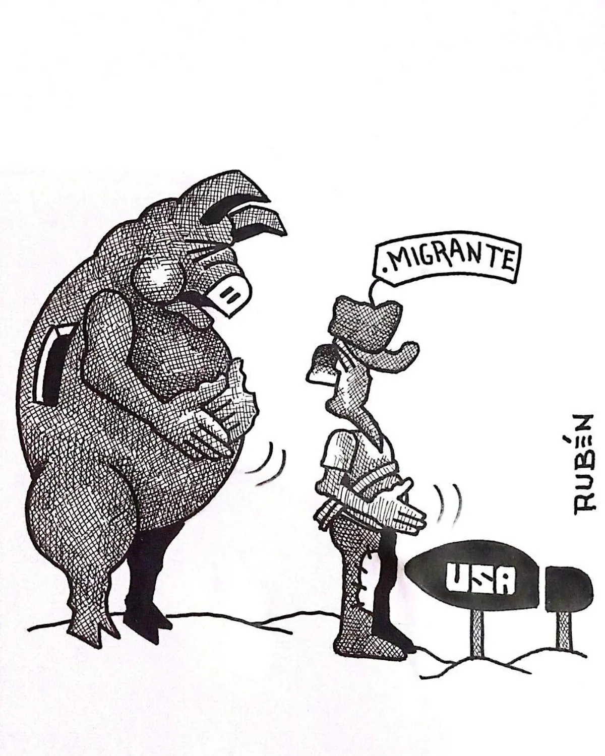 cartón RUBEN '' NI PESOS NI TACOS''