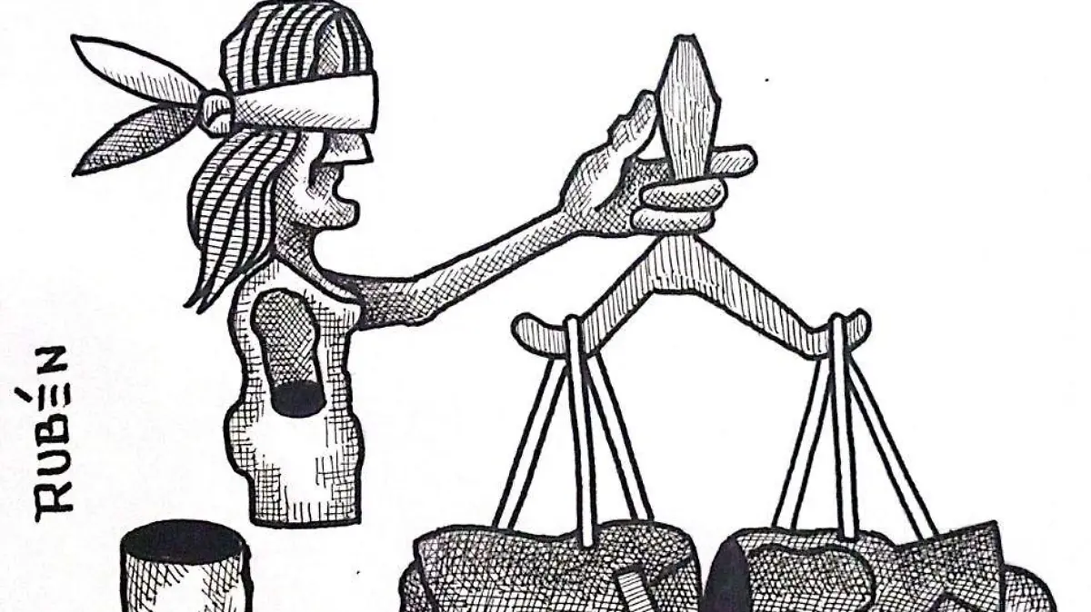 cartón RUBEN '' JUSTICIA A MEDIAS''