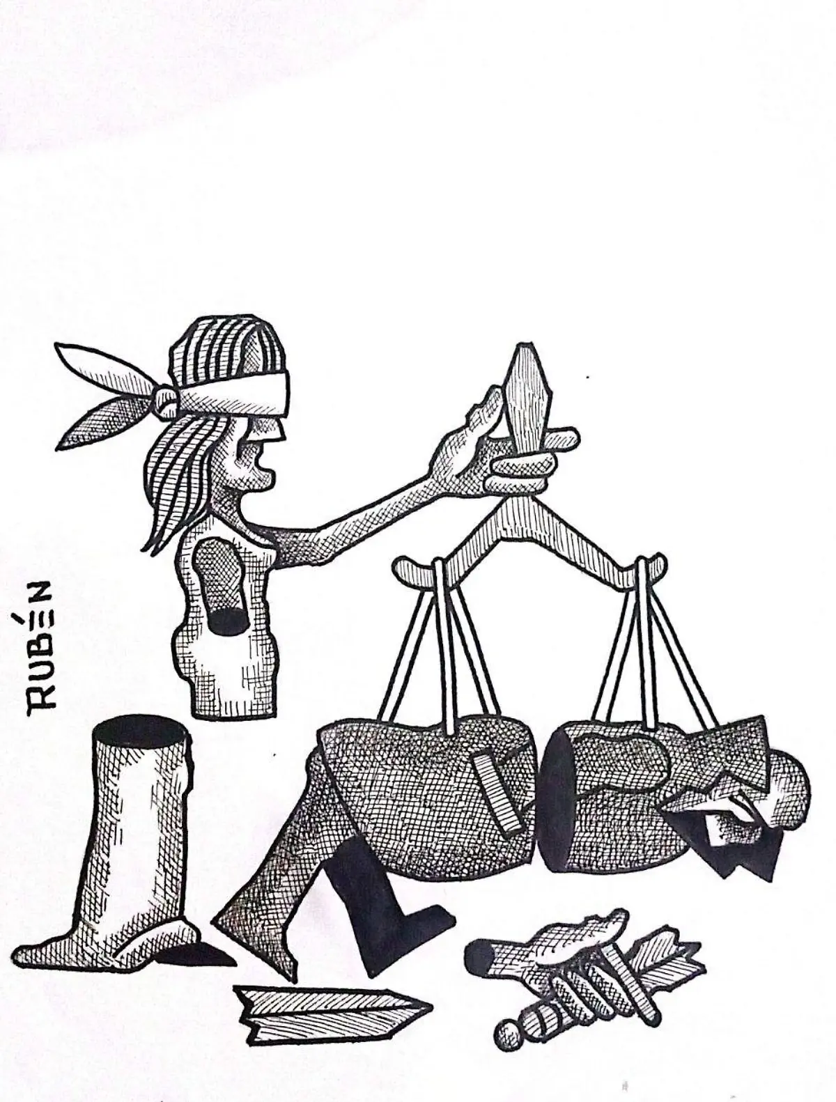 cartón RUBEN '' JUSTICIA A MEDIAS''