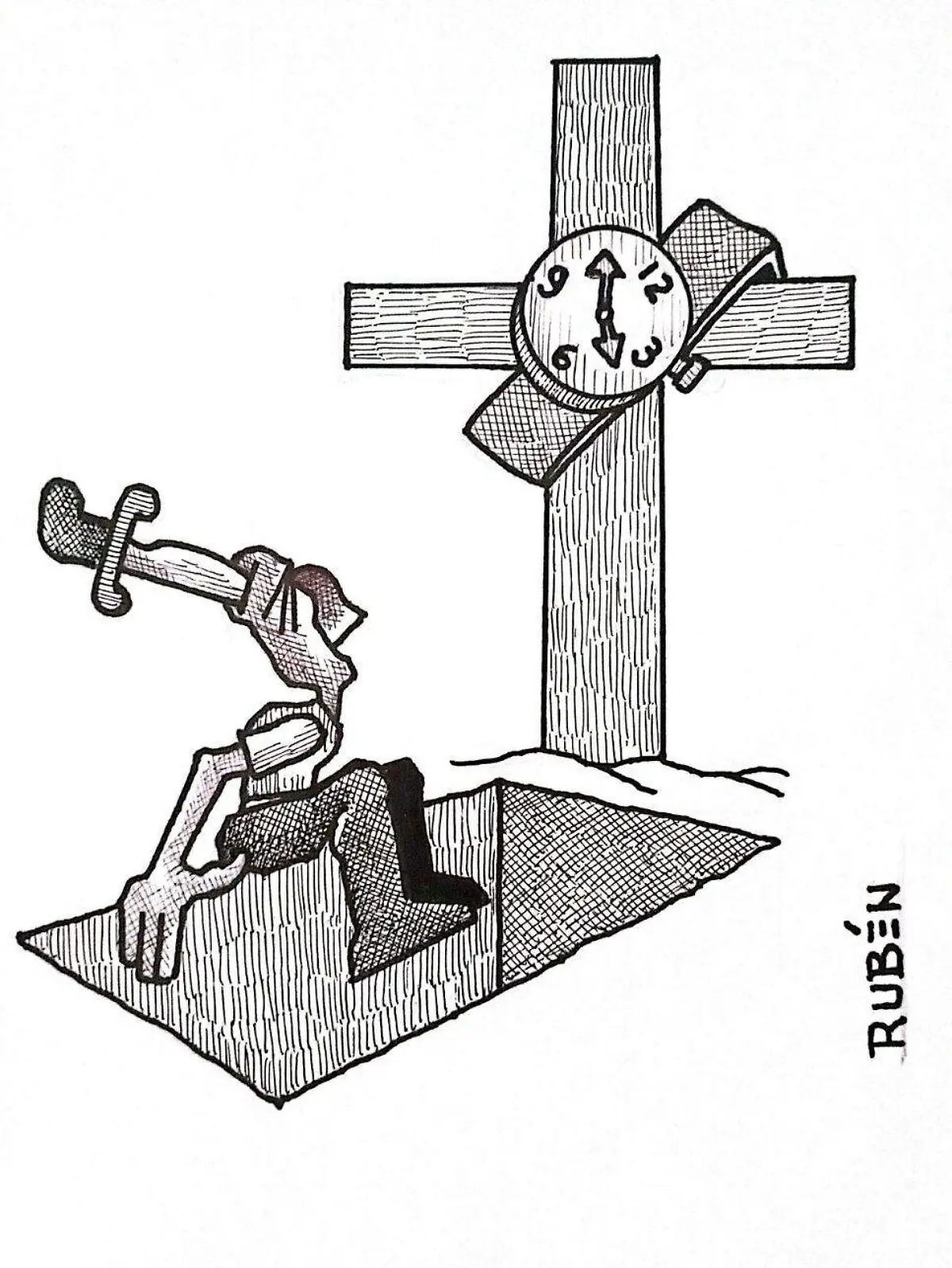 cartón RUBEN '' RELOJ NO MARQUES LA HORA''