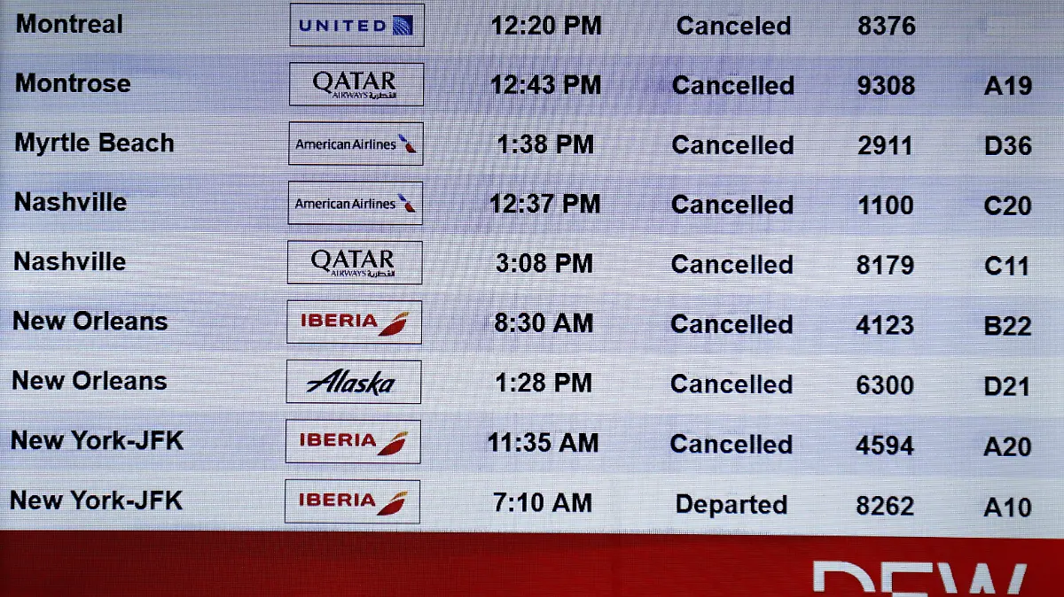 Miles de vuelos cancelados antes de tormenta invernal en EEUU