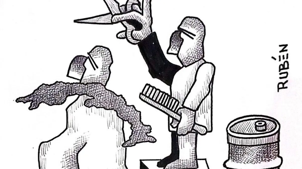 cartón RUBEN '' LE QUITO EL BIGOTE O NO''