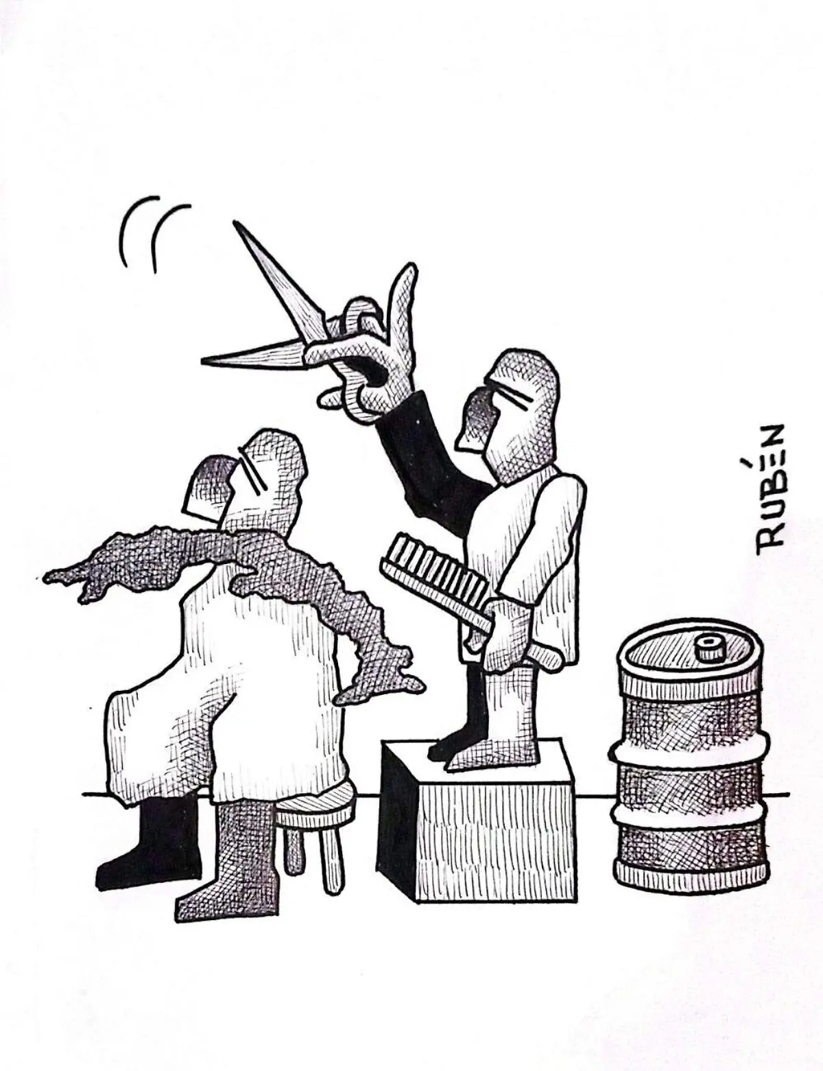 cartón RUBEN '' LE QUITO EL BIGOTE O NO''