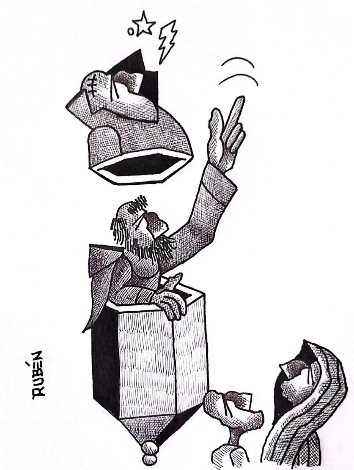 cartón Rubén EL QUE MANDA ESTÁ MÁS ARRIBA