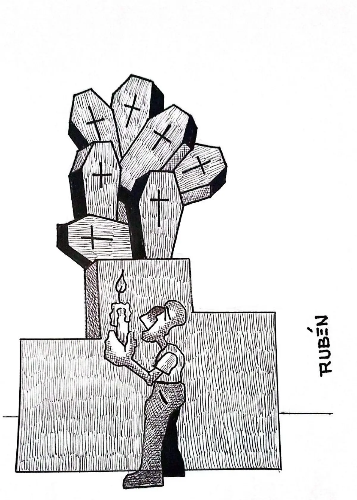 cartón RUBEN '' NO BAJAN LOS HOMICIDIOS''