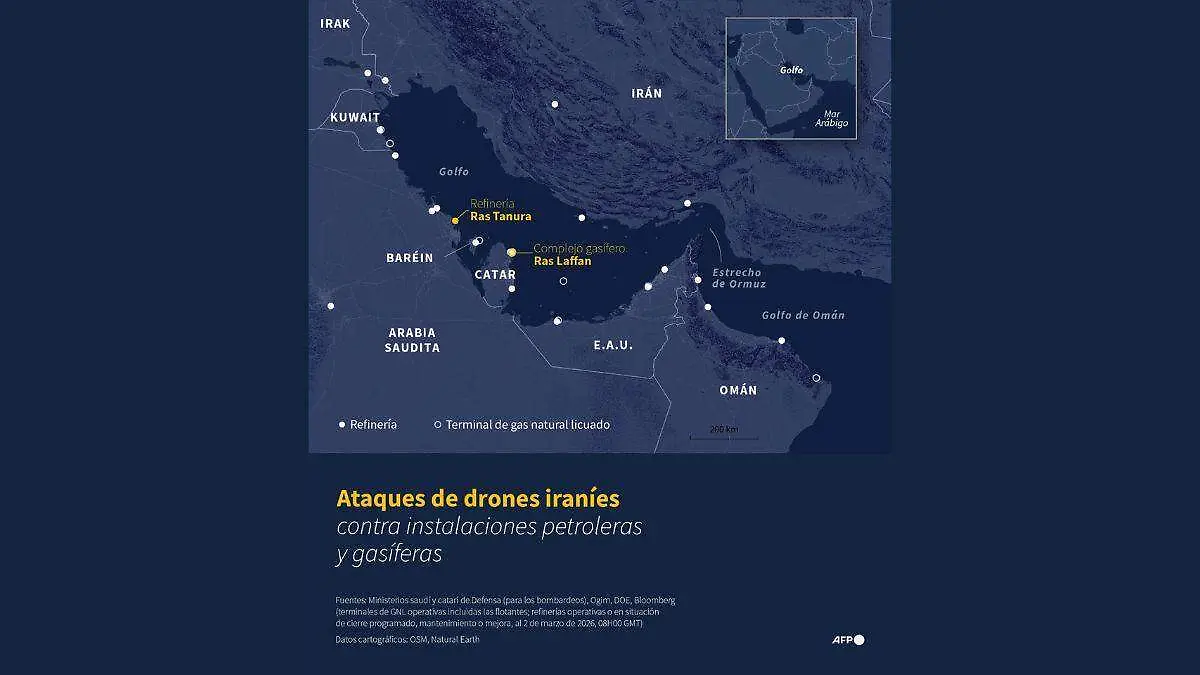 MAPA Ataques Irán instalaciones energéticas