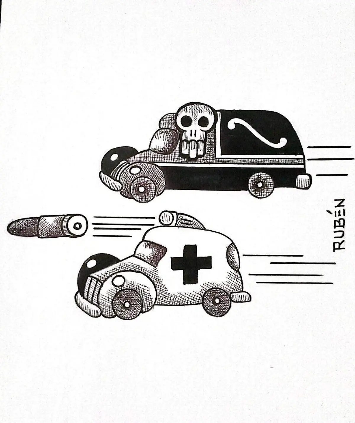 cartón Rubén DISPUTA DE VIDA O MUERTE