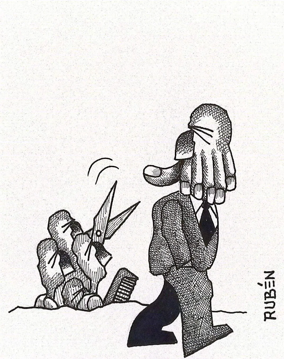 cartón RUBEN '' ABUNDAN LOS BARBEROS''