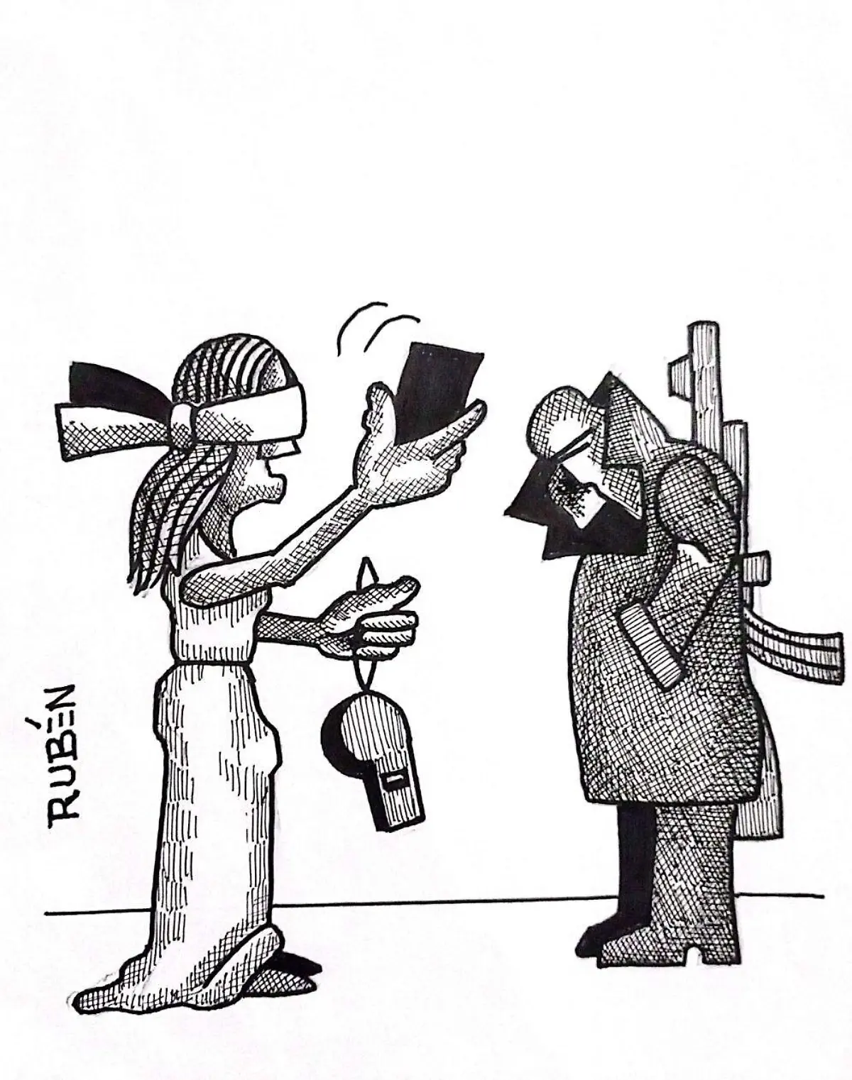 cartón Rubén ÁRBITRA ESTRICTA