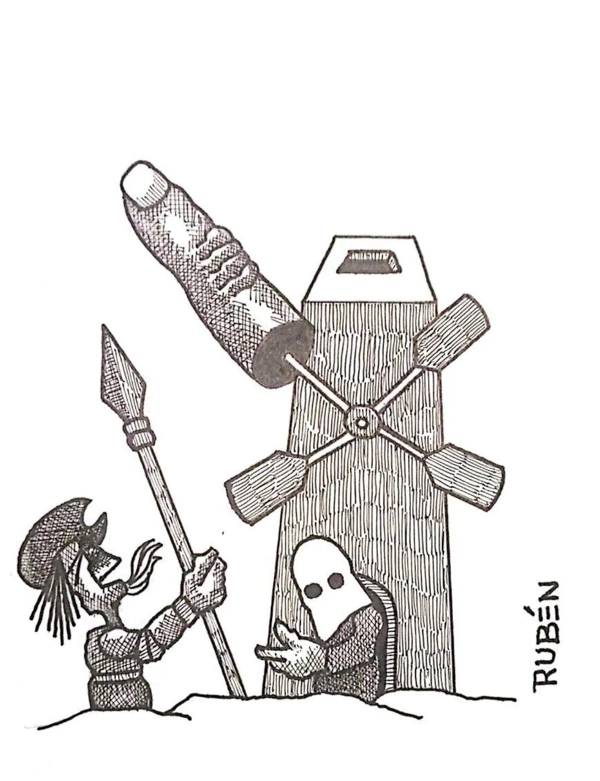cartón RUBEN '' EL QUIJOTE Y LA MANCHE''