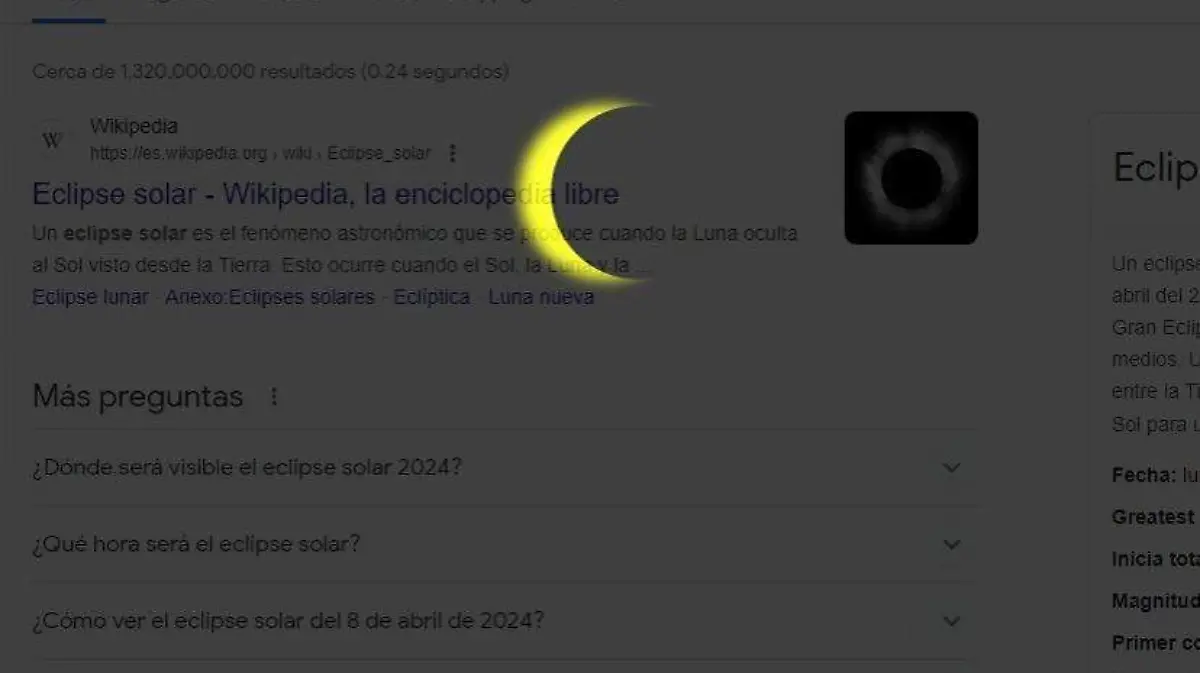 Eclipse solar en google
