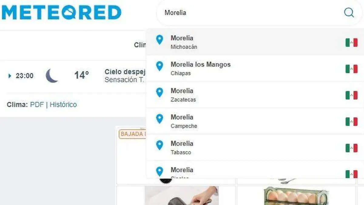 Buscar ciudad en Meteored
