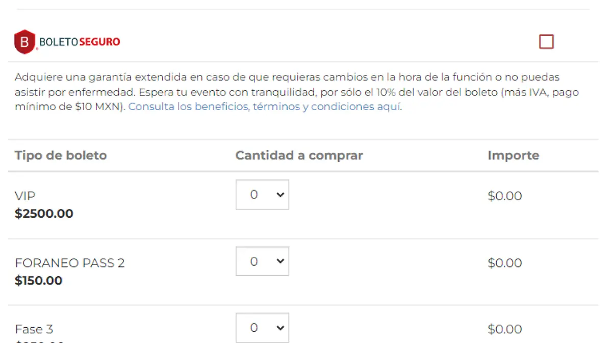 Selección de boletos para ZorroFest