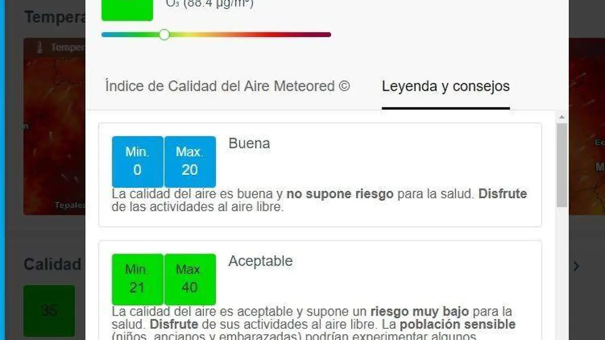 Detalles de la calidad del aire