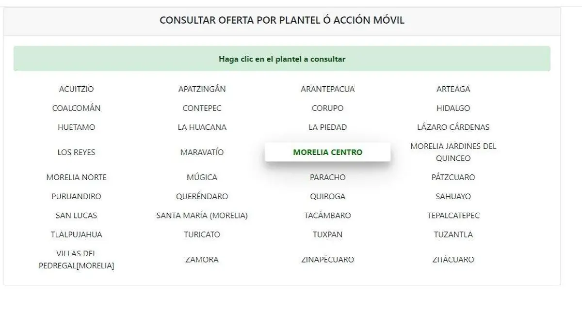 Oferta por plantel Icatmi