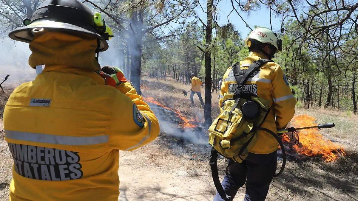 Bomberos atendiendo incendio