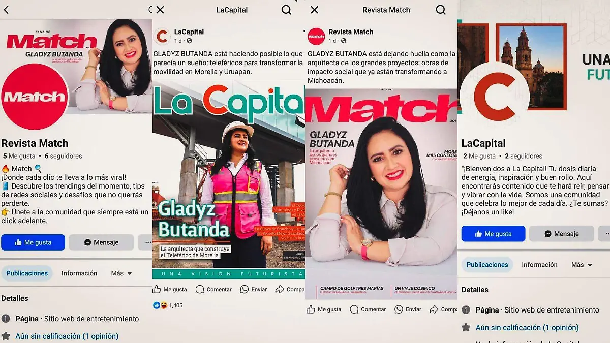 Capturas de pantalla de páginas que hablan sobre Gladyz Butanda