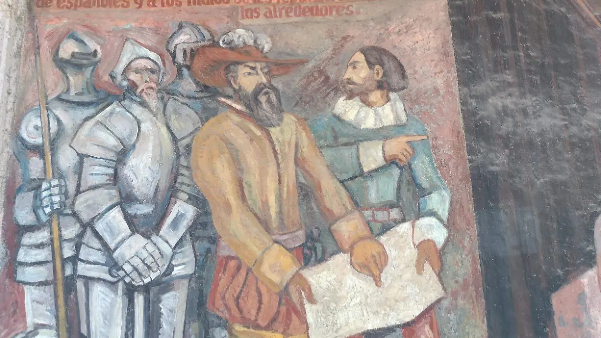 Mural sur de Palacio de Gobierno en Morelia, parte alusiva a la fundación