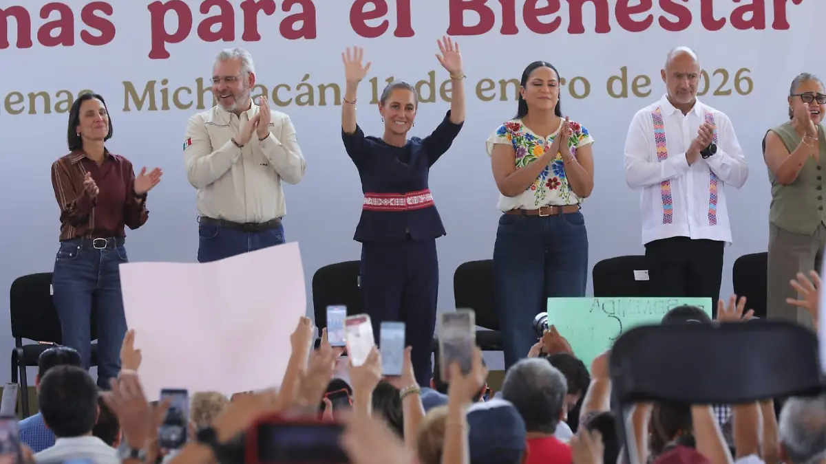 Claudia Sheinbaum y autoridades estatales en rueda de prensa