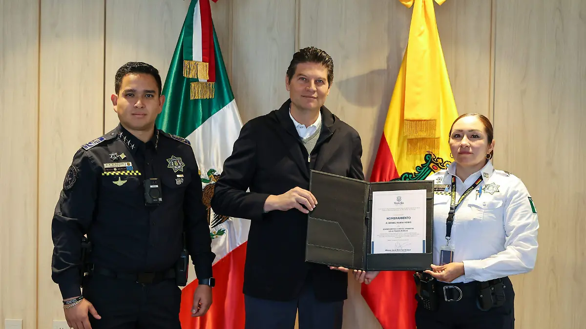 José Pablo Alarcón, Alfonso Martínez y Anabel Rubira Vidrio