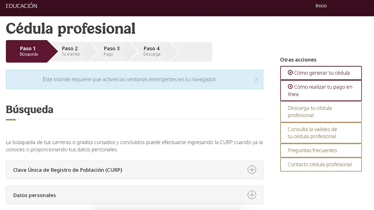 tramite cedula profesional