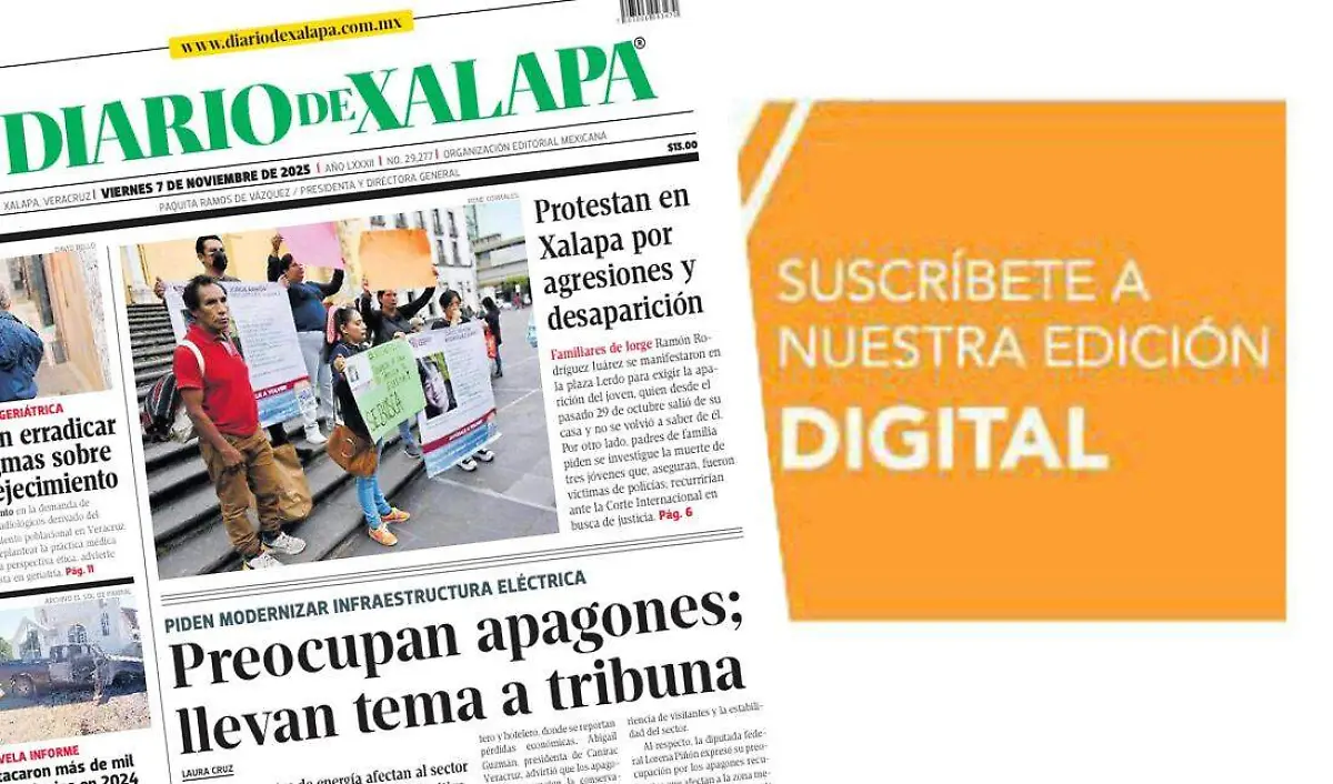 Portada Diario de Xalapa Viernes, 7 de noviembre 2025