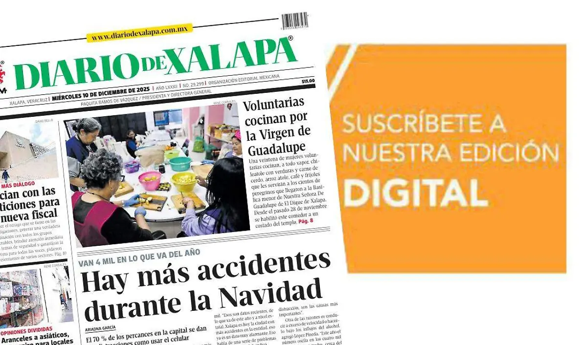 Portada Diario de Xalapa Miércoles, 10 de diciembre 2025