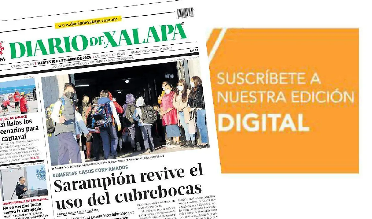 Portada Diario de Xalapa Martes, 10 de febrero 2026