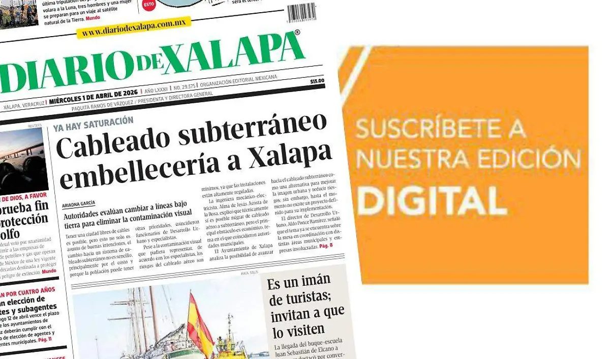 Portada Diario de Xalapa Miércoles, 1 de abril 2026