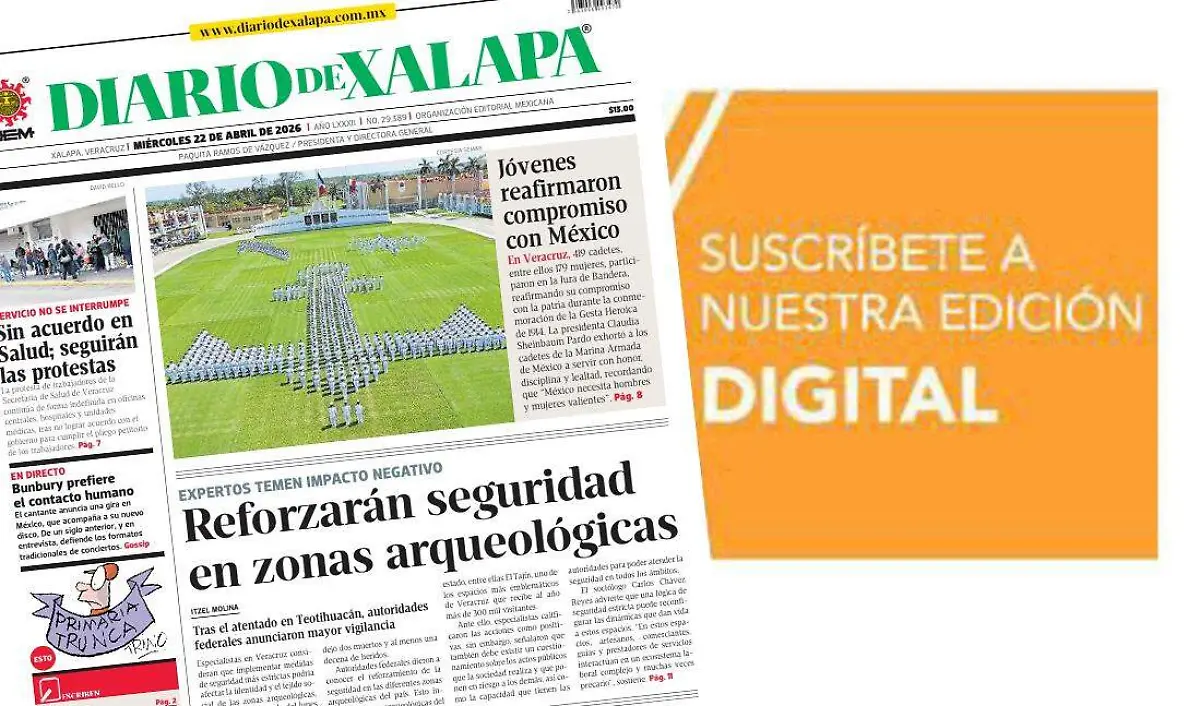 Portada Diario de Xalapa Miércoles, 22 de abril 2026