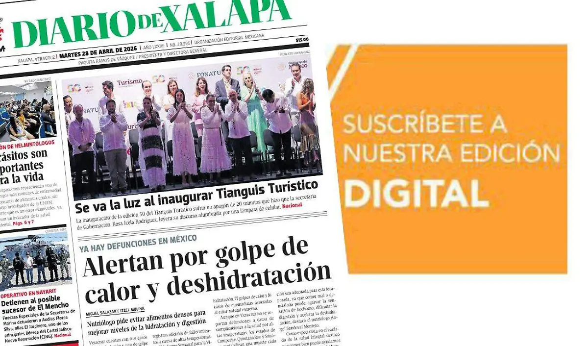 Portada Diario de Xalapa Martes, 28 de abril 2026