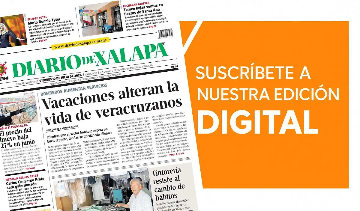 Portada Diario de Xalapa Viernes, 10 de julio 2026