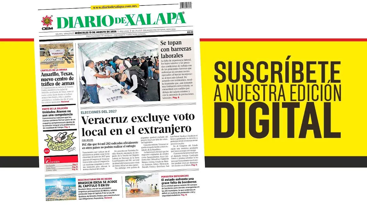 Portada Diario de Xalapa Miércoles, 19 de agosto 2026