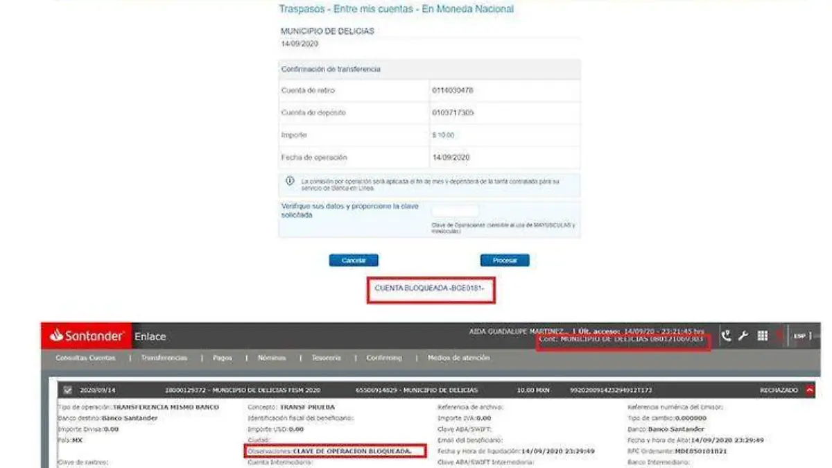 bloqueo de cuentas