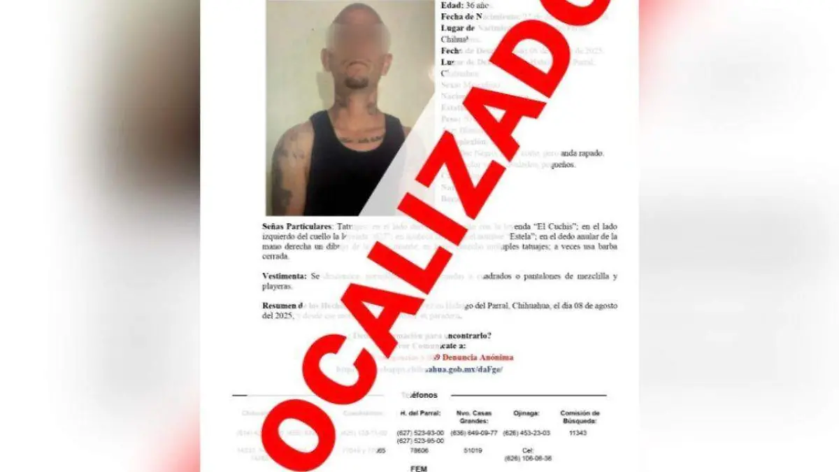 Localizan a desaparecido en Delicias