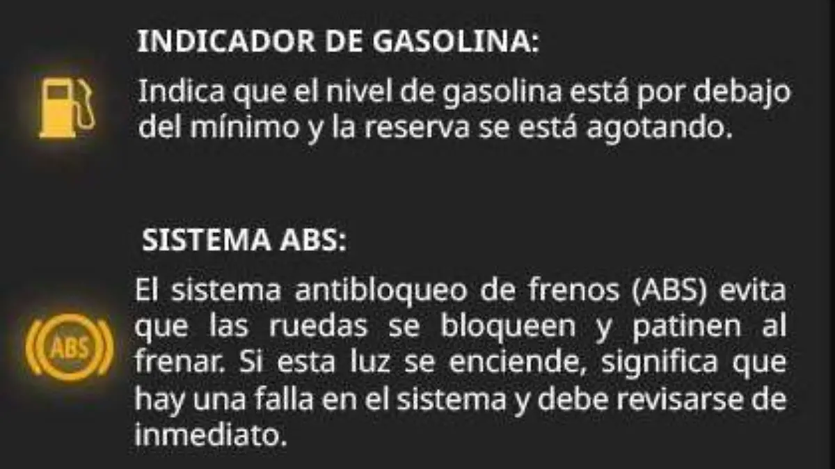 Luces amarillas tablero carro