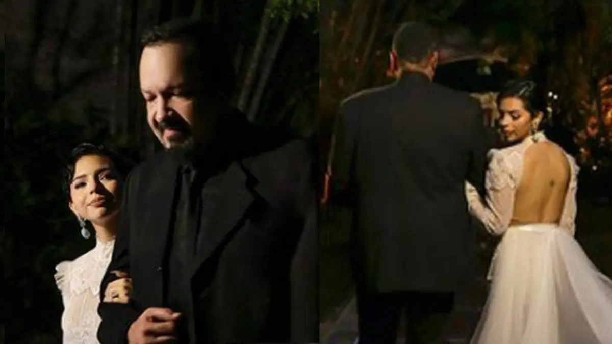 angela aguilar de la mano de su padre rumbo al altar