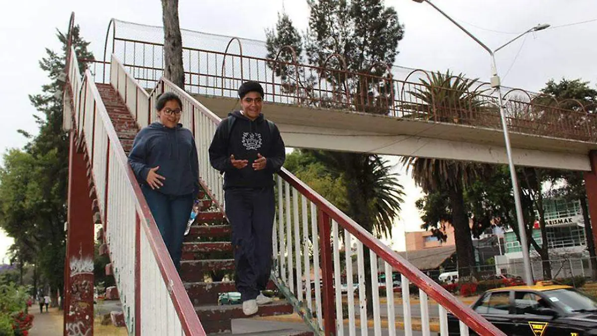Puente peatonal situado frente al acceso principal del Centro Escolar Niños Héroes de Chapultepec (CENHCH)