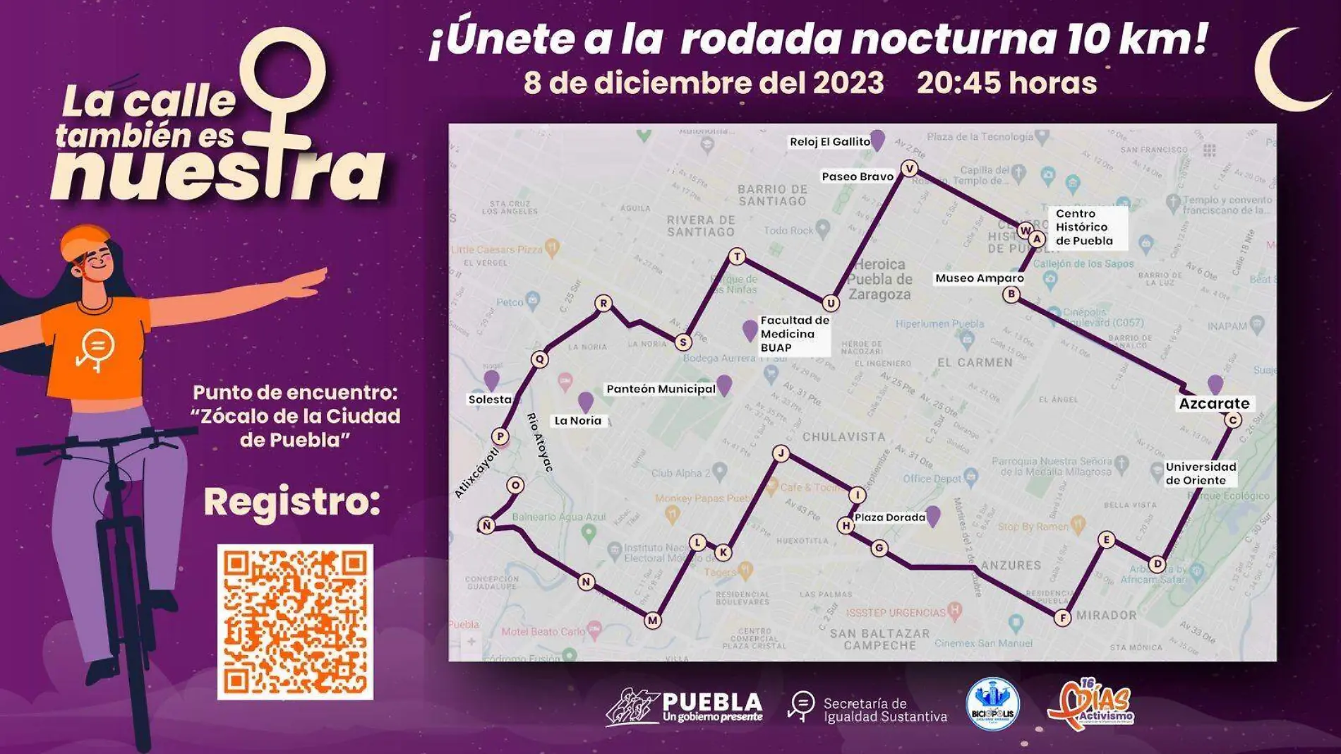 Anuncian rodada ciclista nocturna 'La calle también es nuestra'