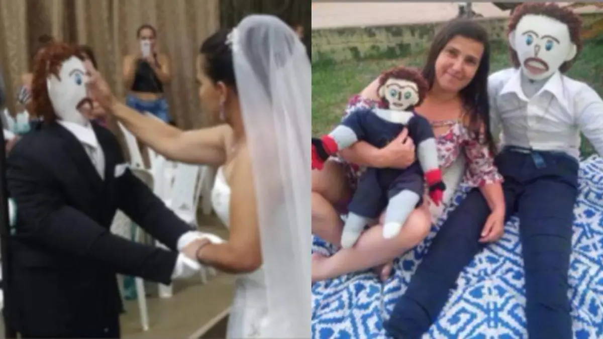 Mujer que se casó con un muñeco de trapo asegura que este la engañó