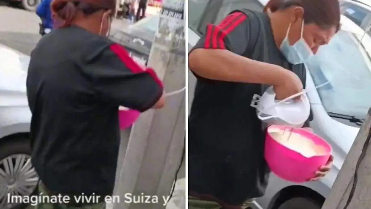 Poblana conecta su batidora en el alumbrado público