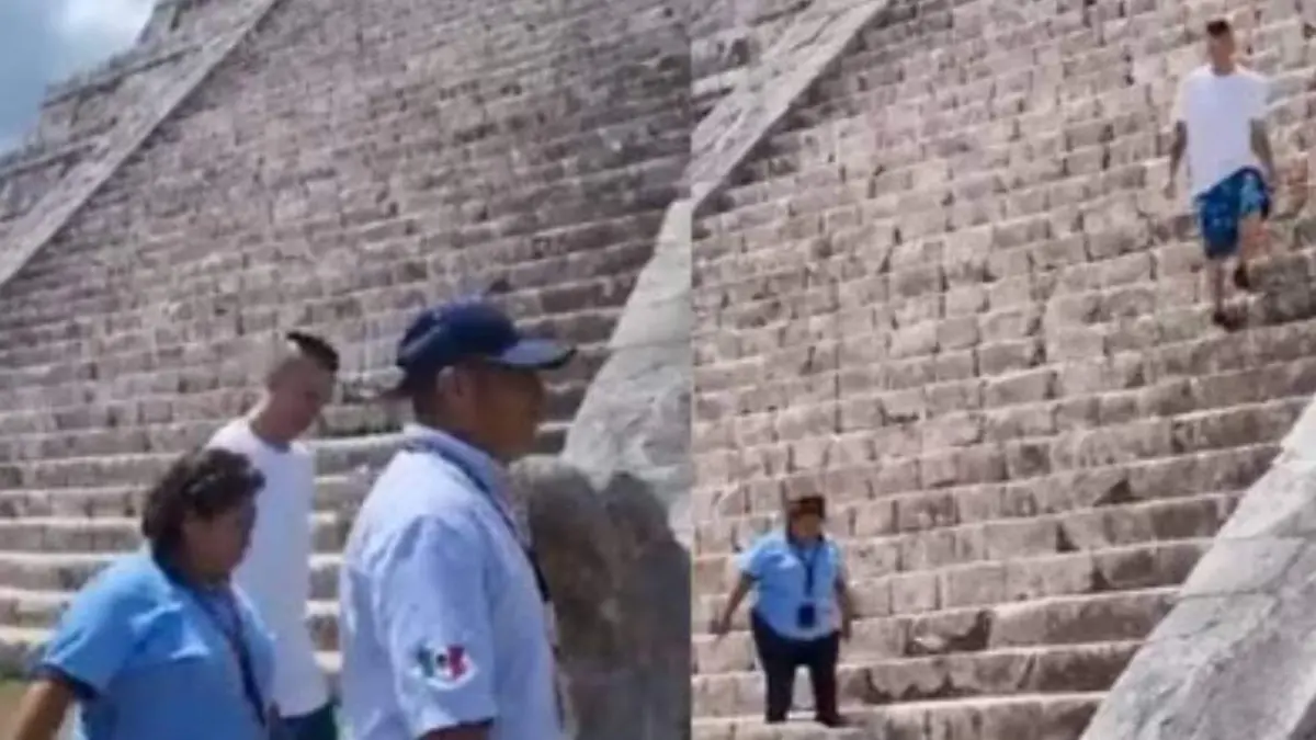 Otro turista subió a la pirámide de Chichen Itzá y provocó la furia de los presentes